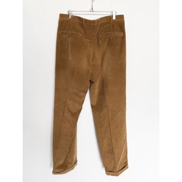 Brooks Brothers Mens 34x32 Corduroy Pants Camel Brown Pleated Elliott Fit - Picture 3 of 6